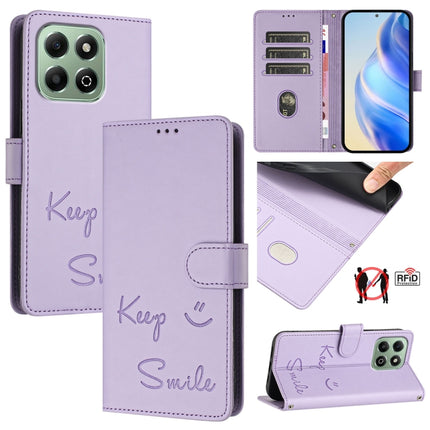Smile Embossing RFID Leather Phone Case, For Honor X6b, For Honor 200, For Honor 200 Pro, For Honor 200 Lite Global