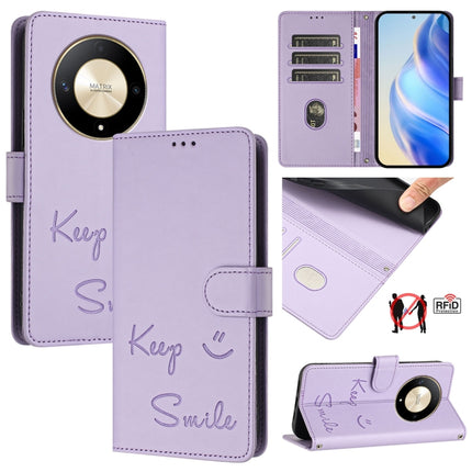 Smile Embossing RFID Leather Phone Case, For Honor X8b 4G Global, For Honor Magic6 Lite 5G Global, For Honor X9b 5G Global, For Honor Play 50 Plus 5G