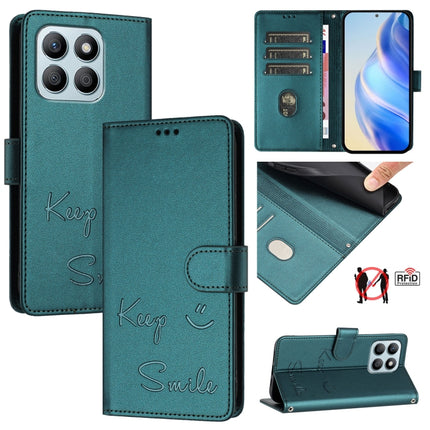 Smile Embossing RFID Leather Phone Case, For Honor X6a 4G, For Honor 70 Lite 5G Global/X6s 4G Global, For Honor 90 Lite 5G/X50i 5G, For Honor 90 Pro 5G