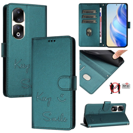 Smile Embossing RFID Leather Phone Case, For Honor X6a 4G, For Honor 70 Lite 5G Global/X6s 4G Global, For Honor 90 Lite 5G/X50i 5G, For Honor 90 Pro 5G
