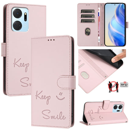 Smile Embossing RFID Leather Phone Case, For Honor 90 5G, For Honor X7a 4G/Play7T 5G, For Honor Magic5 Pro, For Honor X8a 5G Global
