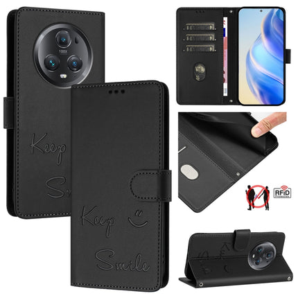 Smile Embossing RFID Leather Phone Case, For Honor 90 5G, For Honor X7a 4G/Play7T 5G, For Honor Magic5 Pro, For Honor X8a 5G Global