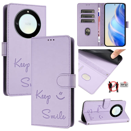 Smile Embossing RFID Leather Phone Case, For Honor X40 5G/X9a 5G/Magic5 Lite, For Honor 80 GT 5G, For Honor 80 5G, For Honor X8 5G Global/X6 4G Global
