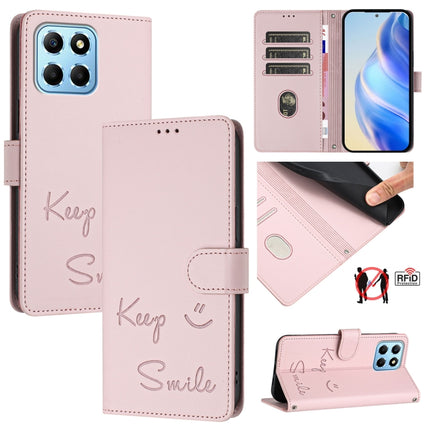 Smile Embossing RFID Leather Phone Case, For Honor X40 5G/X9a 5G/Magic5 Lite, For Honor 80 GT 5G, For Honor 80 5G, For Honor X8 5G Global/X6 4G Global