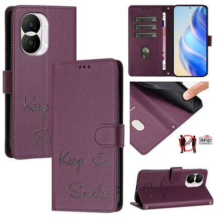 Smile Embossing RFID Leather Phone Case, For Honor X30 5G/X9 5G/X9 4G, For Honor X40i 5G, For Honor 70 Pro 5G, For Honor 70 5G