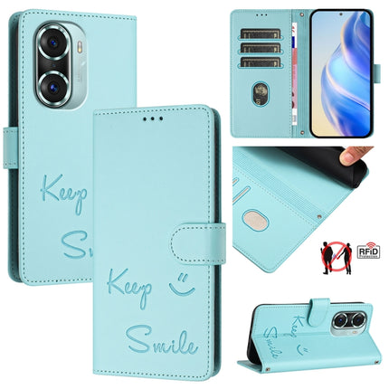 Smile Embossing RFID Leather Phone Case, For Honor Play6T Pro 5G, For Honor X8 4G/X30i 5G, For Honor 60 SE 5G, For Honor 60 Pro 5G