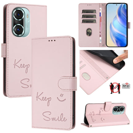 Smile Embossing RFID Leather Phone Case, For Honor Play6T Pro 5G, For Honor X8 4G/X30i 5G, For Honor 60 SE 5G, For Honor 60 Pro 5G