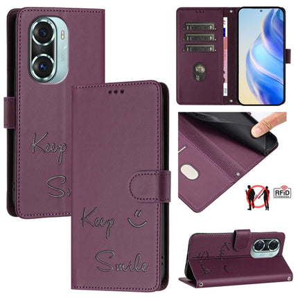 Smile Embossing RFID Leather Phone Case, For Honor Play6T Pro 5G, For Honor X8 4G/X30i 5G, For Honor 60 SE 5G, For Honor 60 Pro 5G