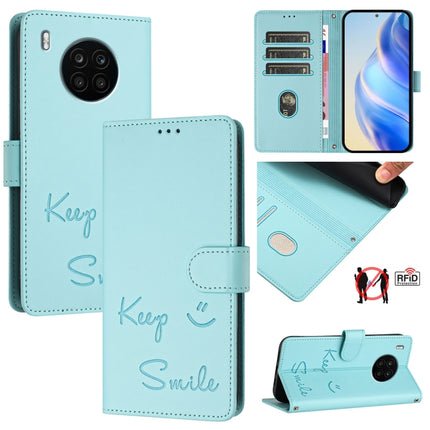 Smile Embossing RFID Leather Phone Case, For Honor 60 5G, For Honor 50 Lite, For Honor 50 Pro, For Honor 50 SE