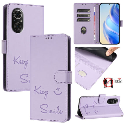 Smile Embossing RFID Leather Phone Case, For Honor 60 5G, For Honor 50 Lite, For Honor 50 Pro, For Honor 50 SE