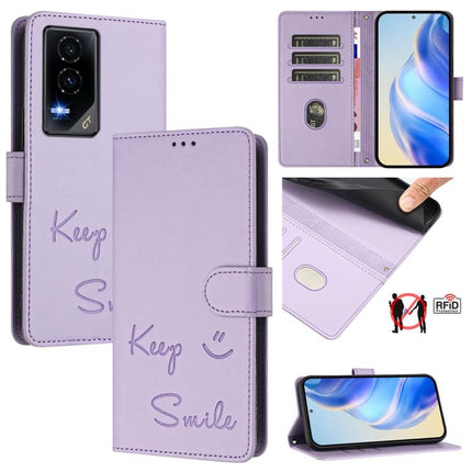 Smile Embossing RFID Leather Phone Case, For Honor 400 Global 156.5mm, For Honor X8c 4G Global, For Honor GT, For Honor X9c Smart 5G