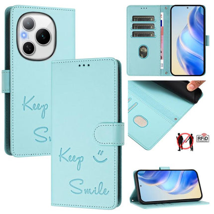 Smile Embossing RFID Leather Phone Case, For Honor 400 Pro Global 160.8mm, For Honor Power 5G, For Honor Play 60 5G, For Honor 400 Lite Global