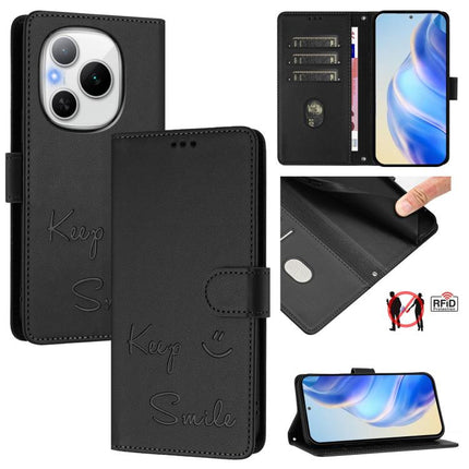 Smile Embossing RFID Leather Phone Case, For Honor 400 Pro Global 160.8mm, For Honor Power 5G, For Honor Play 60 5G, For Honor 400 Lite Global