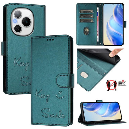Smile Embossing RFID Leather Phone Case, For Honor 400 Pro Global 160.8mm, For Honor Power 5G, For Honor Play 60 5G, For Honor 400 Lite Global