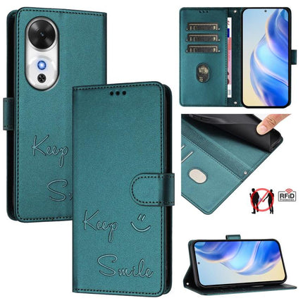 Smile Embossing RFID Leather Phone Case, For Honor 400 Pro Global 160.8mm, For Honor Power 5G, For Honor Play 60 5G, For Honor 400 Lite Global