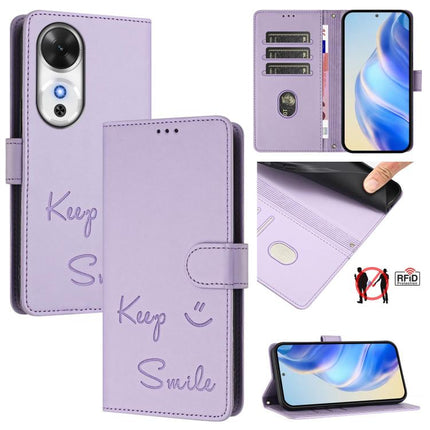 Smile Embossing RFID Leather Phone Case, For Honor 400 Pro Global 160.8mm, For Honor Power 5G, For Honor Play 60 5G, For Honor 400 Lite Global