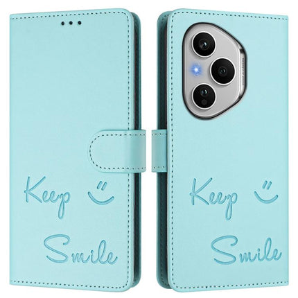 Smile Embossing RFID Leather Phone Case, For Honor 400 Pro Global 160.8mm, For Honor Power 5G, For Honor Play 60 5G, For Honor 400 Lite Global