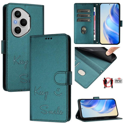 Smile Embossing RFID Leather Phone Case, For Honor 400 Pro Global 160.8mm, For Honor Power 5G, For Honor Play 60 5G, For Honor 400 Lite Global