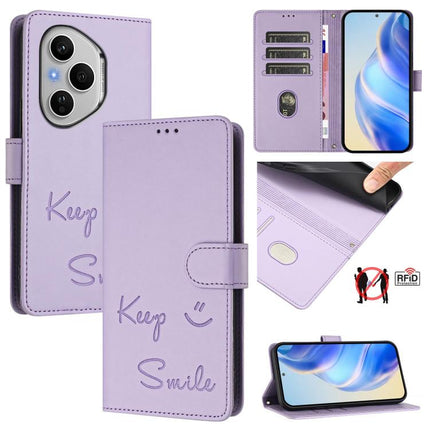 Smile Embossing RFID Leather Phone Case, For Honor 400 Pro Global 160.8mm, For Honor Power 5G, For Honor Play 60 5G, For Honor 400 Lite Global
