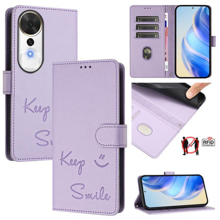 Smile Embossing RFID Leather Phone Case, For Honor Magic8, For Honor Play 70 Plus, For Honor X5c Plus, For Honor X6c 4G