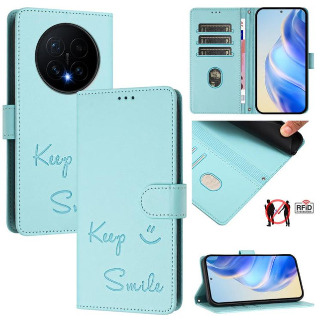 Smile Embossing RFID Leather Phone Case, For Honor Magic8, For Honor Play 70 Plus, For Honor X5c Plus, For Honor X6c 4G
