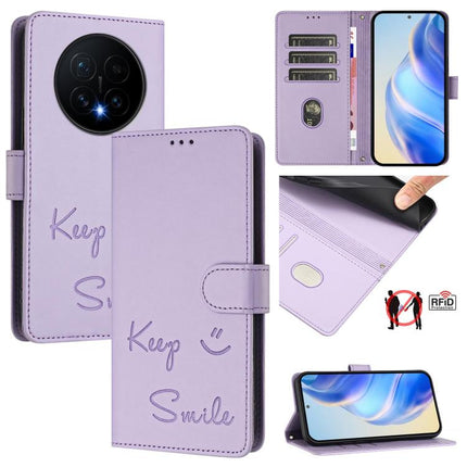 Smile Embossing RFID Leather Phone Case, For Honor Magic8, For Honor Play 70 Plus, For Honor X5c Plus, For Honor X6c 4G