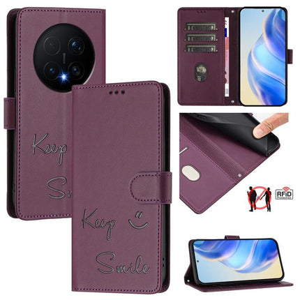 Smile Embossing RFID Leather Phone Case, For Honor 600 Lite Global, For Honor Magic8 Pro Air 5G, For Honor X8d 4G, For Honor Magic8 Pro