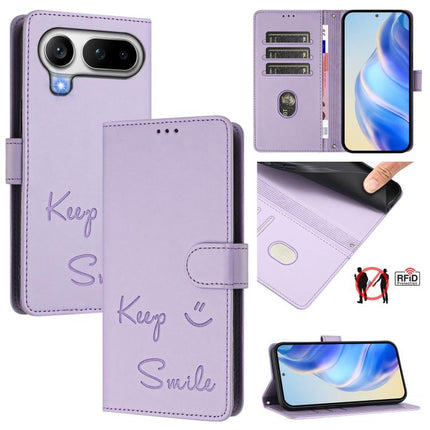 Smile Embossing RFID Leather Phone Case, For Honor 600 Lite Global, For Honor Magic8 Pro Air 5G, For Honor X8d 4G, For Honor Magic8 Pro