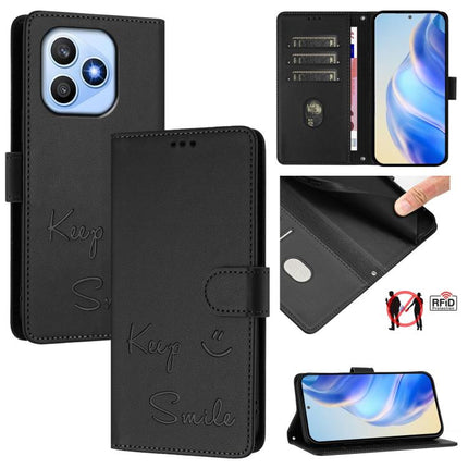 Smile Embossing RFID Leather Phone Case, For Honor 600 Lite Global, For Honor Magic8 Pro Air 5G, For Honor X8d 4G, For Honor Magic8 Pro