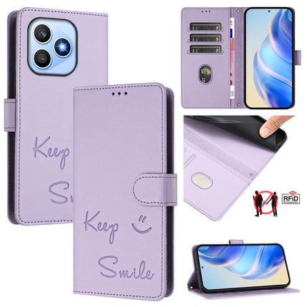 Smile Embossing RFID Leather Phone Case, For Honor 600 Lite Global, For Honor Magic8 Pro Air 5G, For Honor X8d 4G, For Honor Magic8 Pro