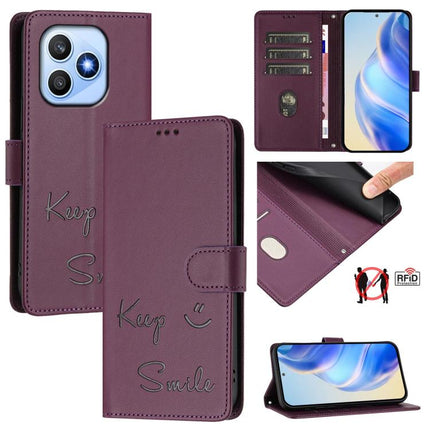 Smile Embossing RFID Leather Phone Case, For Honor 600 Lite Global, For Honor Magic8 Pro Air 5G, For Honor X8d 4G, For Honor Magic8 Pro
