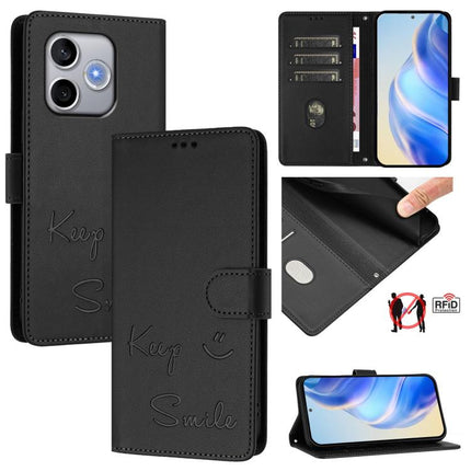 Smile Embossing RFID Leather Phone Case, For Honor 600 Lite Global, For Honor Magic8 Pro Air 5G, For Honor X8d 4G, For Honor Magic8 Pro