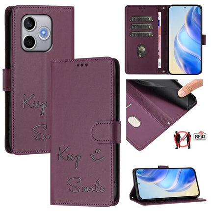 Smile Embossing RFID Leather Phone Case, For Honor 600 Lite Global, For Honor Magic8 Pro Air 5G, For Honor X8d 4G, For Honor Magic8 Pro