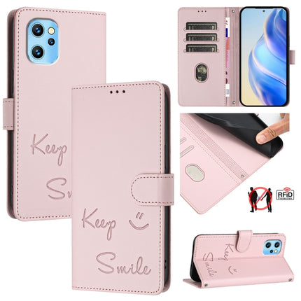 Smile Embossing RFID Leather Phone Case, For Umidigi Power 7 Max