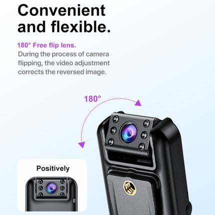 A82 IR Night Vision Rotating Lens 2K HD Video WiFi Recorder with Back Clip, A82