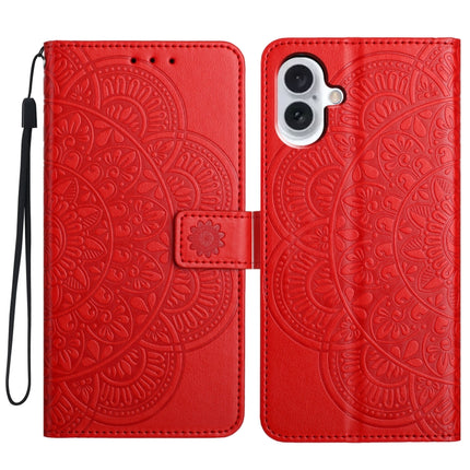 Flower Embossed Leather Phone Case, For iPhone 16 Pro, For iPhone 16 Plus, For iPhone 16