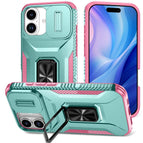 For iPhone 17 / Pink + Grey Green