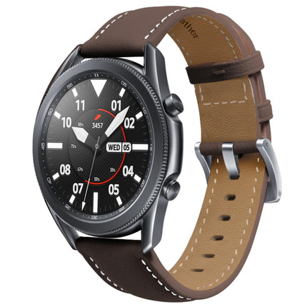 Genuine Leather Silver Buckle Replacement Strap Watchband, For Samsung Galaxy Watch3 45mm, For Samsung Galaxy Watch3 41mm