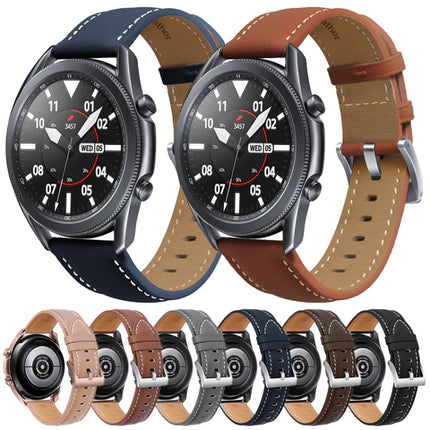 Genuine Leather Silver Buckle Replacement Strap Watchband, For Samsung Galaxy Watch3 45mm, For Samsung Galaxy Watch3 41mm