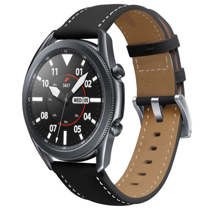 Genuine Leather Silver Buckle Replacement Strap Watchband, For Samsung Galaxy Watch3 45mm, For Samsung Galaxy Watch3 41mm