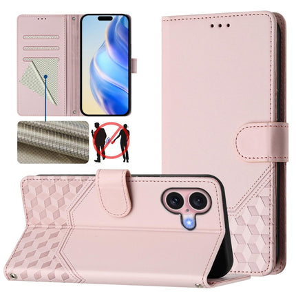 Honeycomb Embossing RFID Leather Phone Case, For iPhone 16e, For iPhone 16 Pro Max, For iPhone 16 Pro, For iPhone 16 Plus