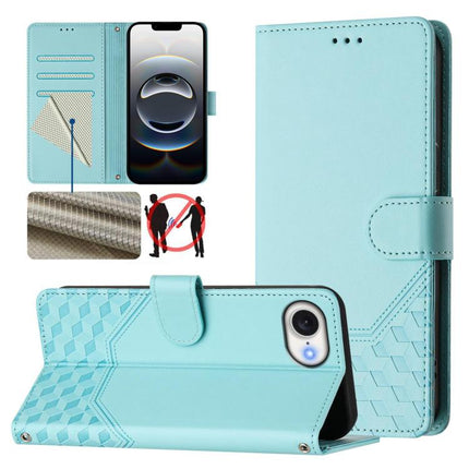 Honeycomb Embossing RFID Leather Phone Case, For iPhone 16e, For iPhone 16 Pro Max, For iPhone 16 Pro, For iPhone 16 Plus
