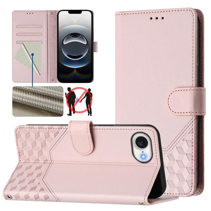 Honeycomb Embossing RFID Leather Phone Case, For iPhone 16e, For iPhone 16 Pro Max, For iPhone 16 Pro, For iPhone 16 Plus