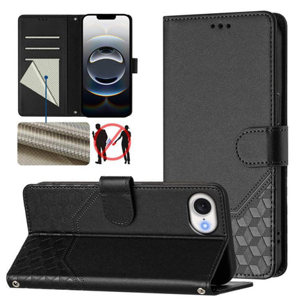 Honeycomb Embossing RFID Leather Phone Case, For iPhone 16e, For iPhone 16 Pro Max, For iPhone 16 Pro, For iPhone 16 Plus