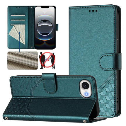 Honeycomb Embossing RFID Leather Phone Case, For iPhone 16e, For iPhone 16 Pro Max, For iPhone 16 Pro, For iPhone 16 Plus