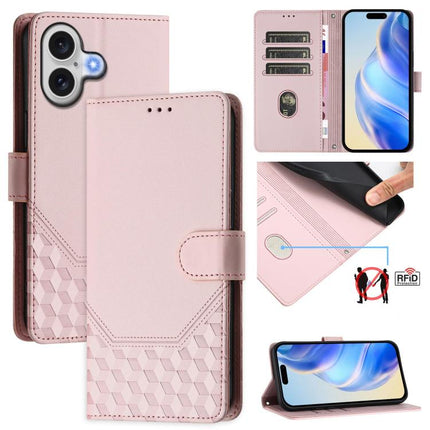 Honeycomb Embossing RFID Leather Phone Case, For iPhone 17 Pro Max, For iPhone 17 Pro, For iPhone 17, For iPhone Air