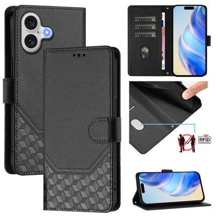 Honeycomb Embossing RFID Leather Phone Case, For iPhone 17 Pro Max, For iPhone 17 Pro, For iPhone 17, For iPhone Air