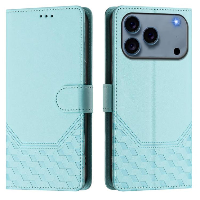 Honeycomb Embossing RFID Leather Phone Case, For iPhone 17 Pro Max, For iPhone 17 Pro, For iPhone 17, For iPhone Air