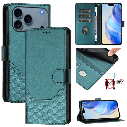 Honeycomb Embossing RFID Leather Phone Case, For iPhone 17 Pro Max, For iPhone 17 Pro, For iPhone 17, For iPhone Air