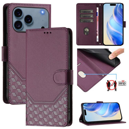 Honeycomb Embossing RFID Leather Phone Case, For iPhone 17 Pro Max, For iPhone 17 Pro, For iPhone 17, For iPhone Air